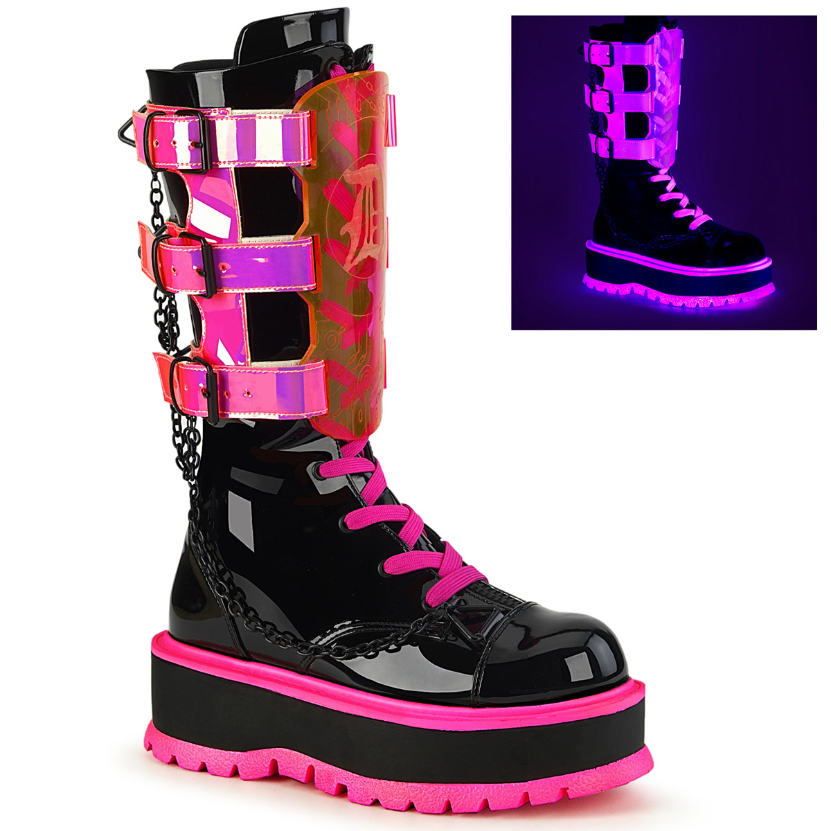 Demonia SHOES & BOOTS : UV Reactive/Cyber :