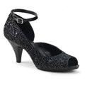BELLE-381G Ankelrem Glitter & paljetter Peep-toe Vegan