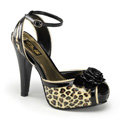 BETTIE-06 Ankelrem Djurmönster Klassisk elegans Peep-toe Sandalett Vegan