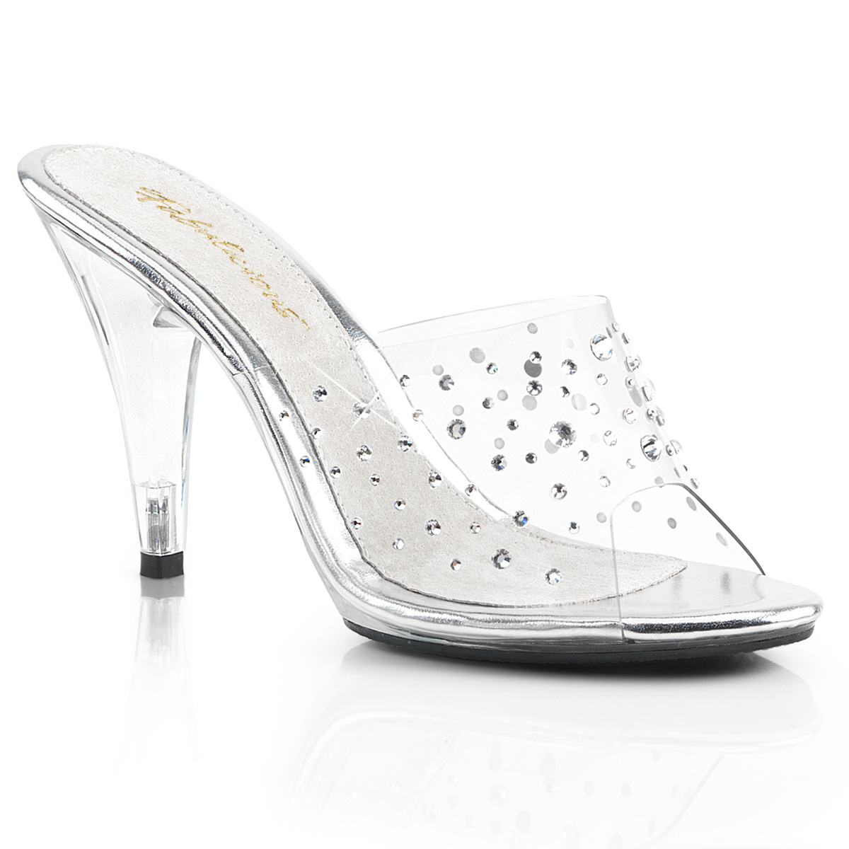 Fabulicious Caress-401rs Shoes Clear Slide Slip on HEELS Open PEEP Toe ...