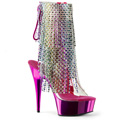 DELIGHT-1017RSF Fransar Glitter & paljetter Peep-toe Stövlett Vegan