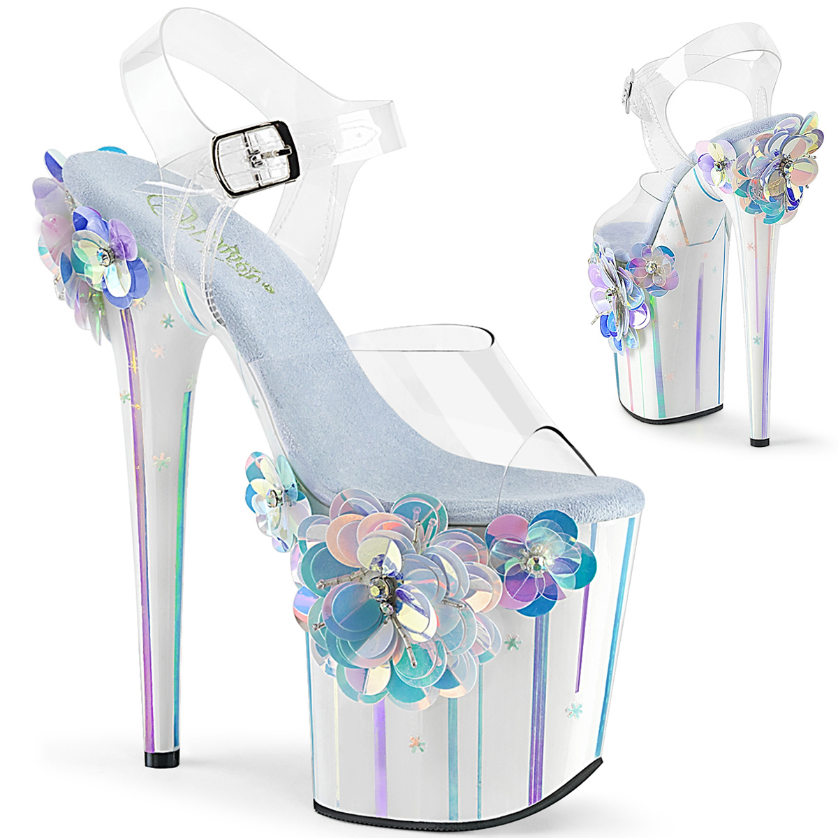 iridescent platform heels