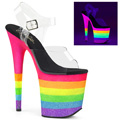 FLAMINGO-808UVRB Fetisch Glitter & paljetter Pride Sandalett UV-reaktiva Vegan