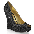 ISABELLE-18 Glitter & paljetter Kilklack Peep-toe Vegan
