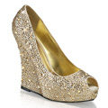 ISABELLE-18 Bröllop Glitter & paljetter Kilklack Peep-toe Vegan